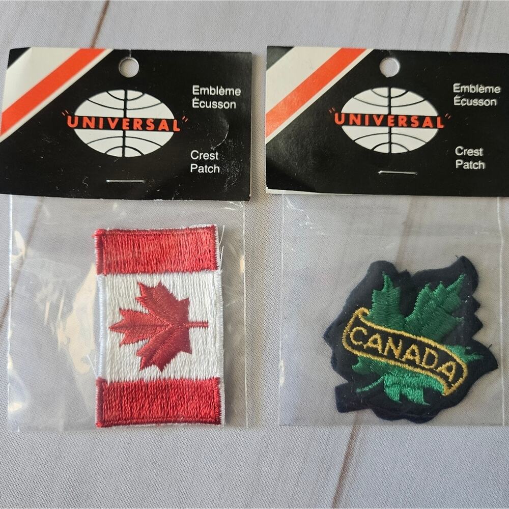 VTG Deadstock NIP Canada Patches (2) - Canadian Flag & Maple Leaf